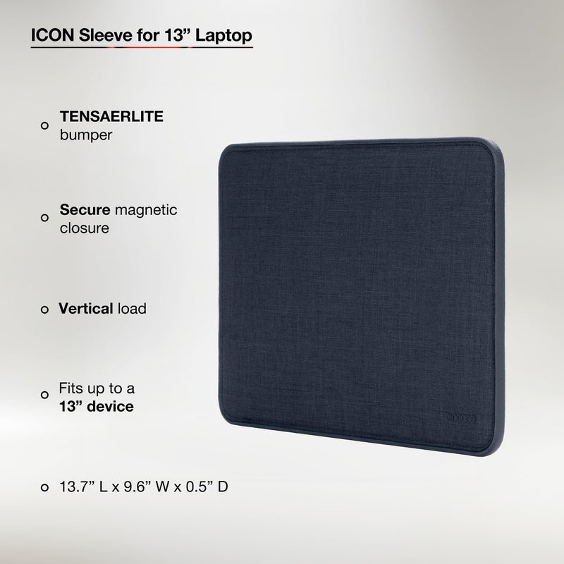 Incase ICON Sleeve with Woolenex - MacBook Air 13 inch Case - 2025, 2024, 2023, 2022, M4, M3, M2 - Fitted MacBook Case, Laptop Sleeve, Hard Cover, Durable, Lightweight - Heather Navy - Image 3
