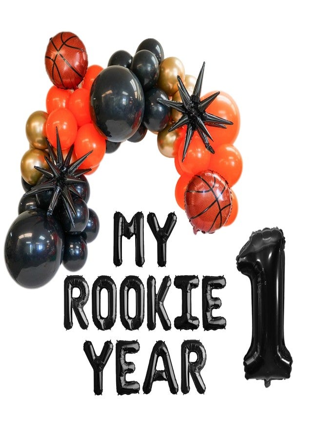 100% LIKED-My Rookie Year, First Year Down Basketball Birthday Party Decorations With Balloons, 40in 1 & 4ft Garland for 1st Birthday|Baby Shower|Sport Theme Party Decor - Image 1