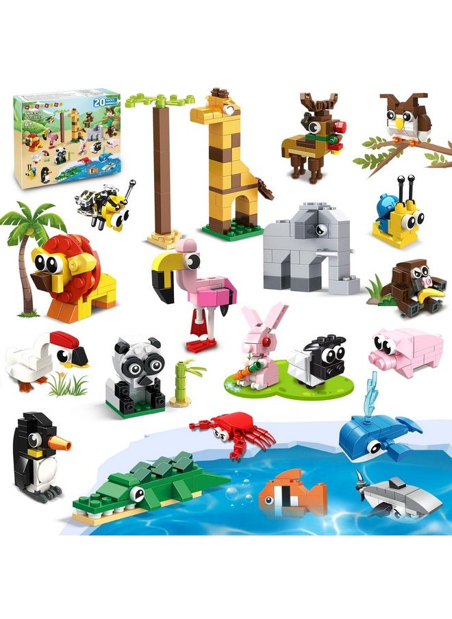 Hogokids HOGOKIDS Party Favors for Kids - 20 Pack Animals Building Blocks Toy for Easter Gifts Goodie Bags Stocking Stuffer Classroom Prizes Building Set, Valentines Day Birthday Gift for Boys Girls Ages 6-12  - Image 1