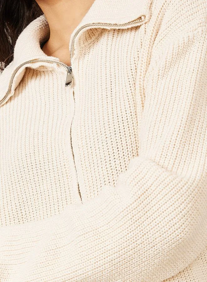 Styli Regular Fit Chunky Knit Zip Through Cardigan