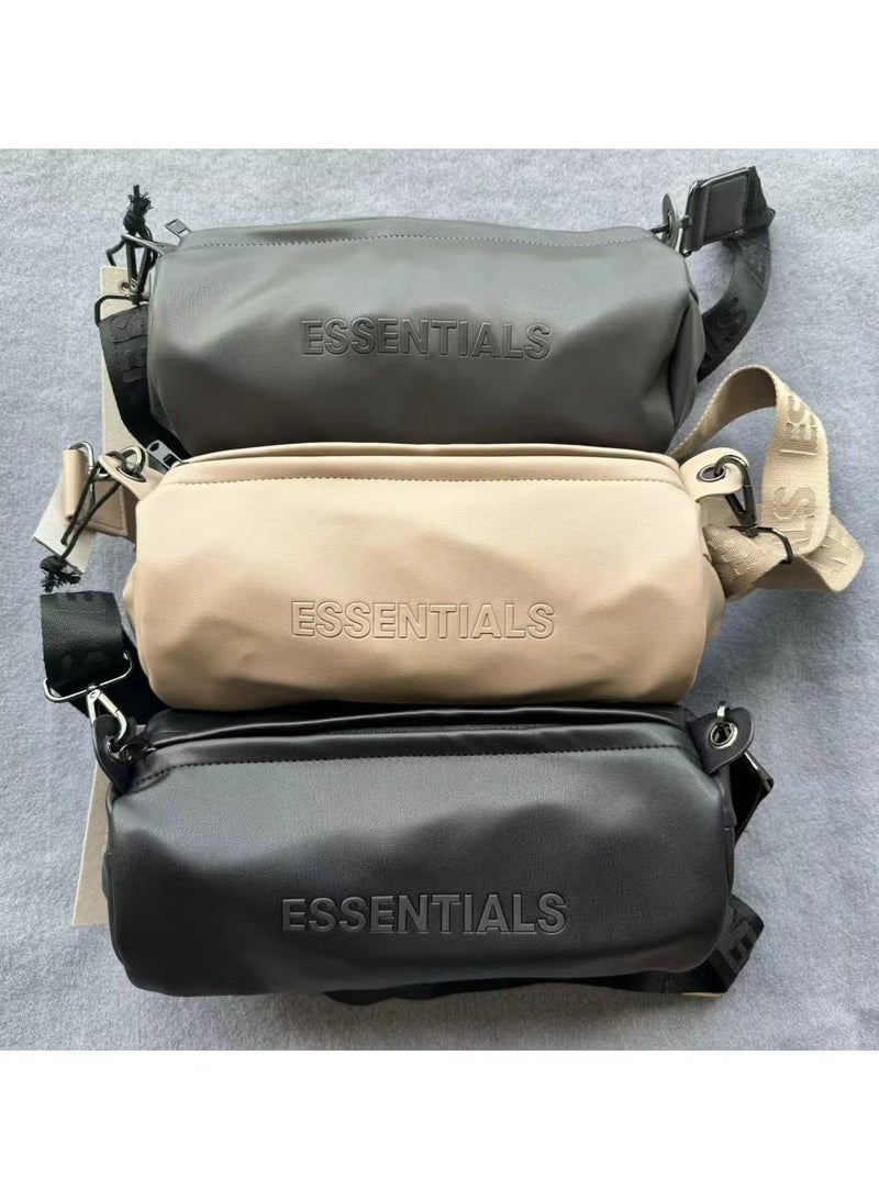 ESSENTIALS Mini Barrel Travel Bag - Full PU Material, Super Soft Texture Like Lambskin, Compact and Portable, Suitable for Travel/Daily Use (Can Be Carried by Hand or Over the Shoulder) - Image 2