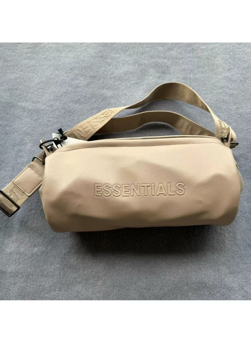 ESSENTIALS Mini Barrel Travel Bag - Full PU Material, Super Soft Texture Like Lambskin, Compact and Portable, Suitable for Travel/Daily Use (Can Be Carried by Hand or Over the Shoulder) - Image 1
