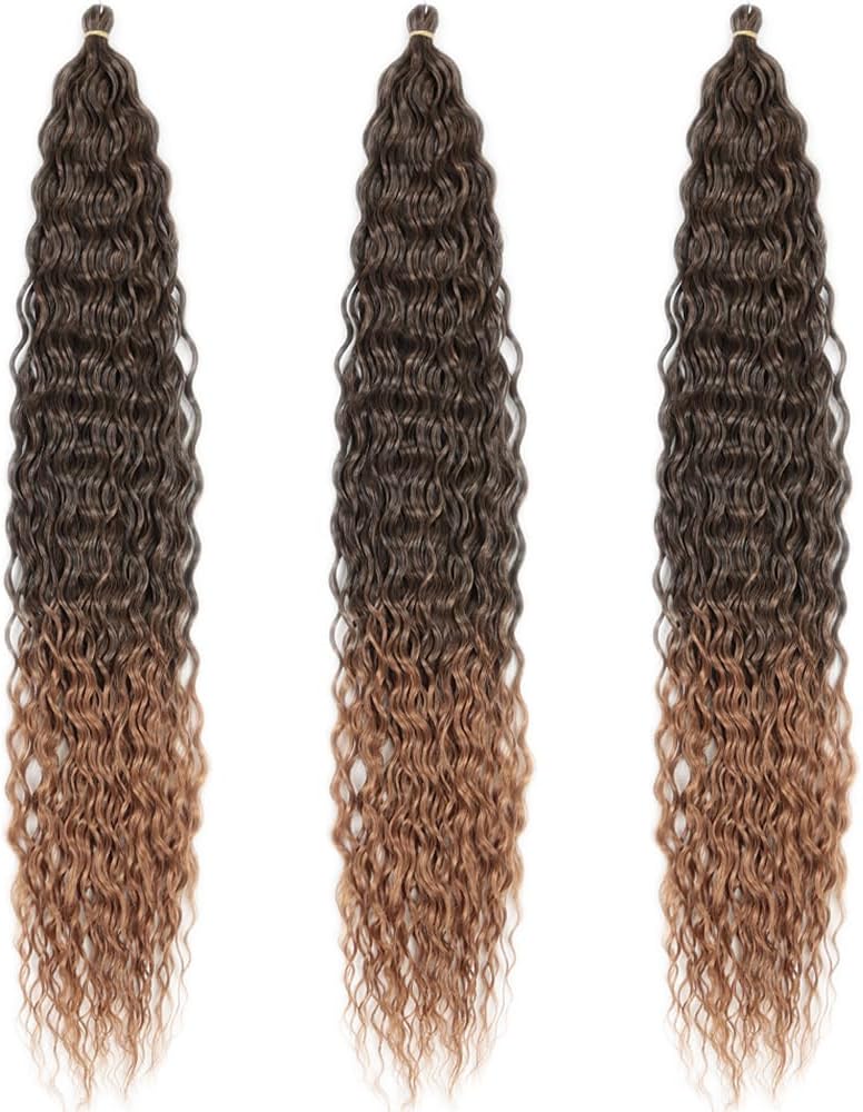 DSOAR Deep Twist Crochet Hair Hair Bundles Water Wave Synthetic Hair Extension Curly Braiding Ombre Curl Braiding Hairpiece, 30 Inch 3 Packs - Image 5