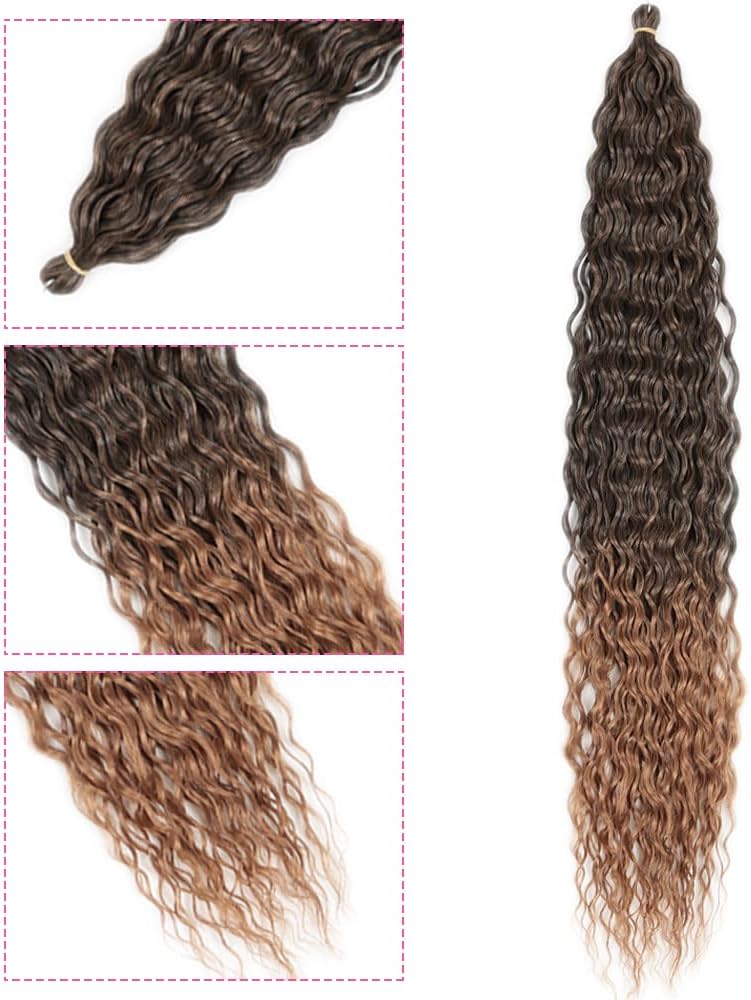 DSOAR Deep Twist Crochet Hair Hair Bundles Water Wave Synthetic Hair Extension Curly Braiding Ombre Curl Braiding Hairpiece, 30 Inch 3 Packs - Image 4