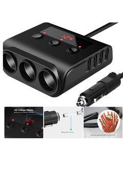 SYOSI 3 Socket Car Cigarette Lighter Adapter, 12V/24V 100W Car Cigarette Lighter Splitter 3.1A 4 USB Port Car Charger with Separate Switch and LED Voltage Display for Mobile Phone  - Image 2
