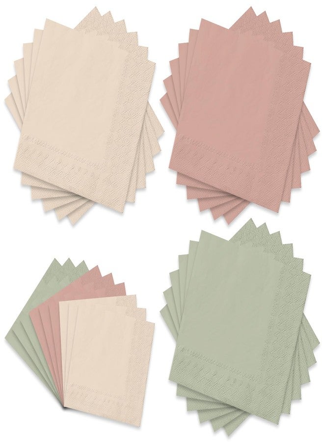 JarThenaAMCS 60Pcs Sage Green Cocktail Napkins Sage Green and Dusty Pink Nude Disposable Napkin Paper Beverage Napkin for Spring Wedding Jungle Safari Baby Shower Tableware Decor - Image 1