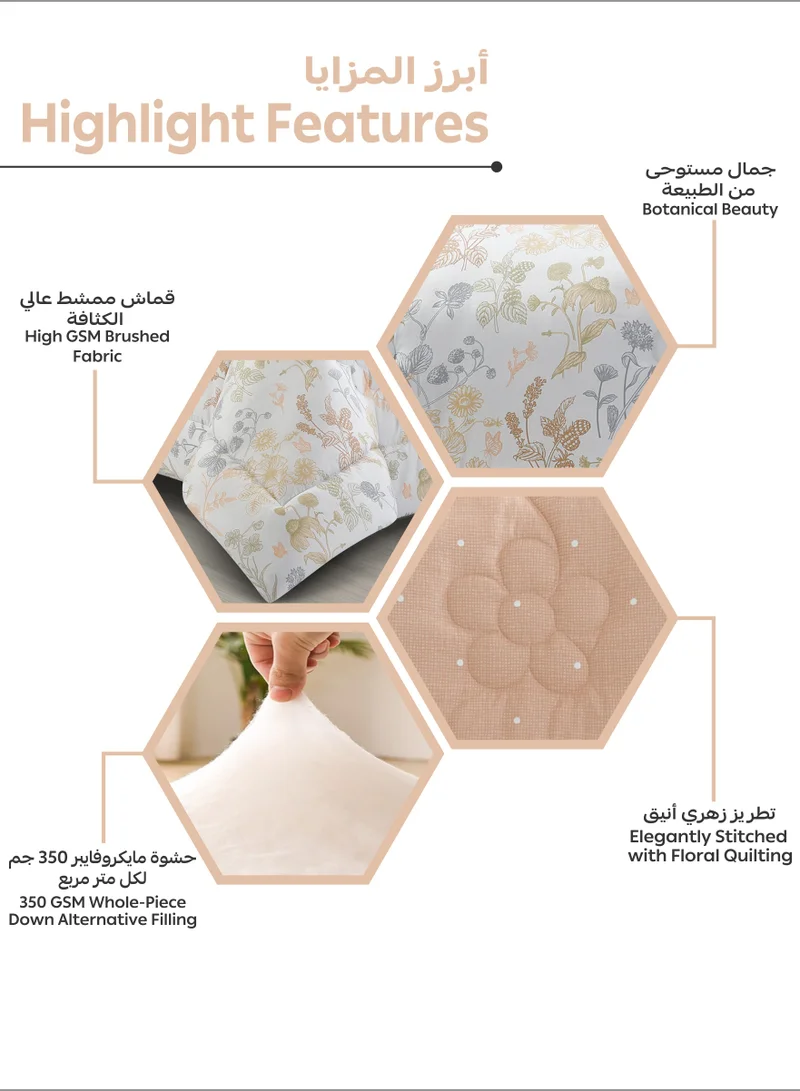 Donetella Bedding Comforter Set Single Size, 4-Pcs Bed Set Fits 120x200 Cms -Printed Bedding Set-All Season- Brushed Microfiber (طقم مفرش سرير فندقي)