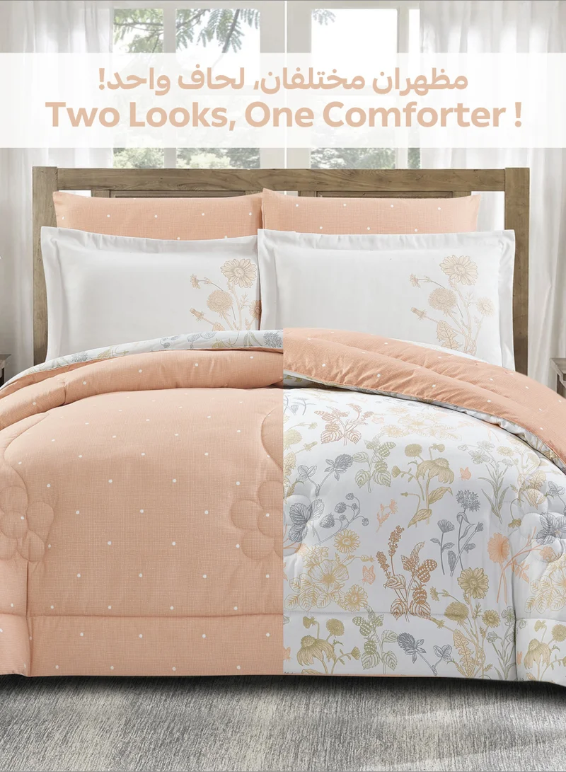 Donetella Bedding Comforter Set Single Size, 4-Pcs Bed Set Fits 120x200 Cms -Printed Bedding Set-All Season- Brushed Microfiber (طقم مفرش سرير فندقي)
