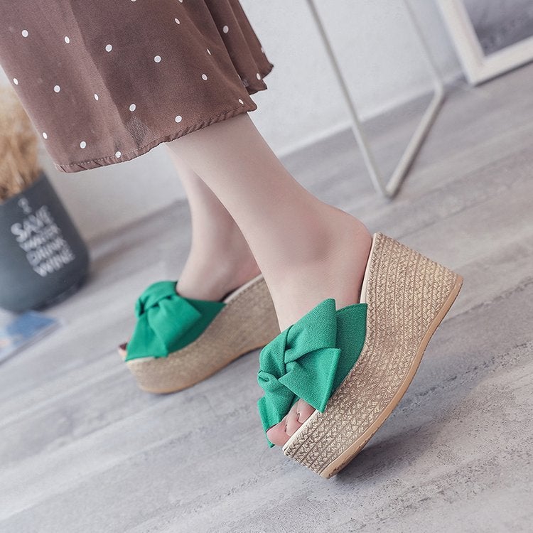 2023 Summer Platform Wedge Heel Open-Toe Breathable Versatile Slip-On Sandals Beach Sandals Wholesale Height-Increasing Lightweight - Image 1