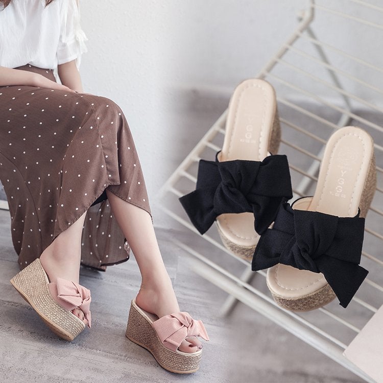 2023 Summer Platform Wedge Heel Open-Toe Breathable Versatile Slip-On Sandals Beach Sandals Wholesale Height-Increasing Lightweight - Image 2