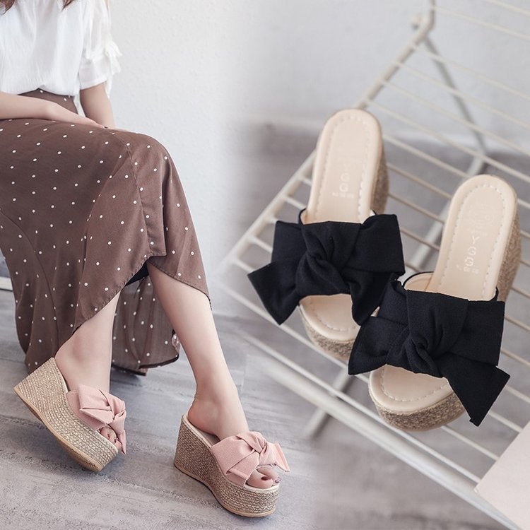 2023 Summer Platform Wedge Heel Open-Toe Breathable Versatile Slip-On Sandals Beach Sandals Wholesale Height-Increasing Lightweight - Image 4