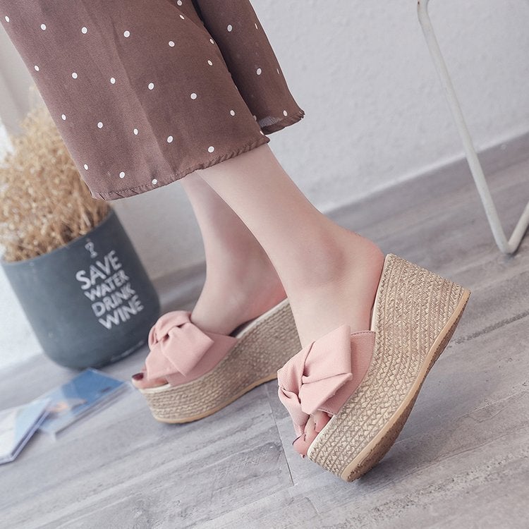 2023 Summer Platform Wedge Heel Open-Toe Breathable Versatile Slip-On Sandals Beach Sandals Wholesale Height-Increasing Lightweight - Image 5