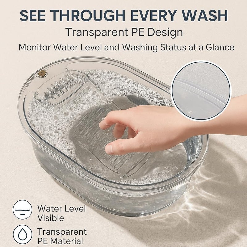 VEMJO 19 Inch Large Washboard For Hand Washing Clothes Basin With Washing Board For Laundry Wash Board For Laundry Laundry Washboard For Hand Washing Clothes Pants Towels Socks Etc - Image 5