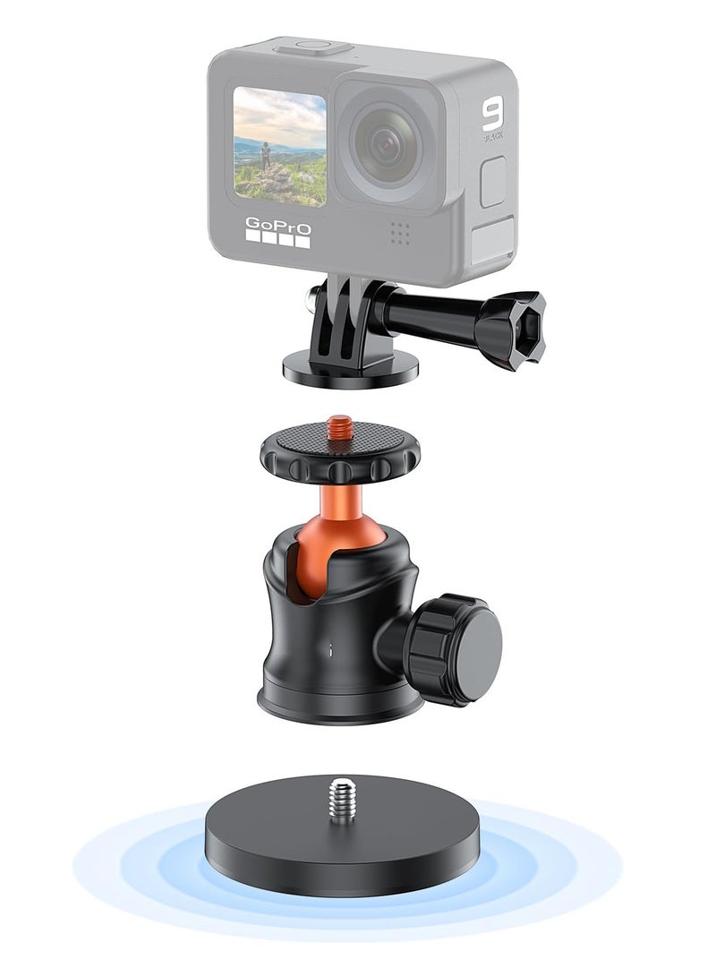Magnet Camera Mount for GoPro,Magnetic Mount Base Stand with 1/4-20 Thread Camera Mount with 360° Ball Head for Car Body with GoPro Max Hero 11 10 9 8 7 6 5/DJI Osmo/AKASO/SJCAM/Action - Image 1