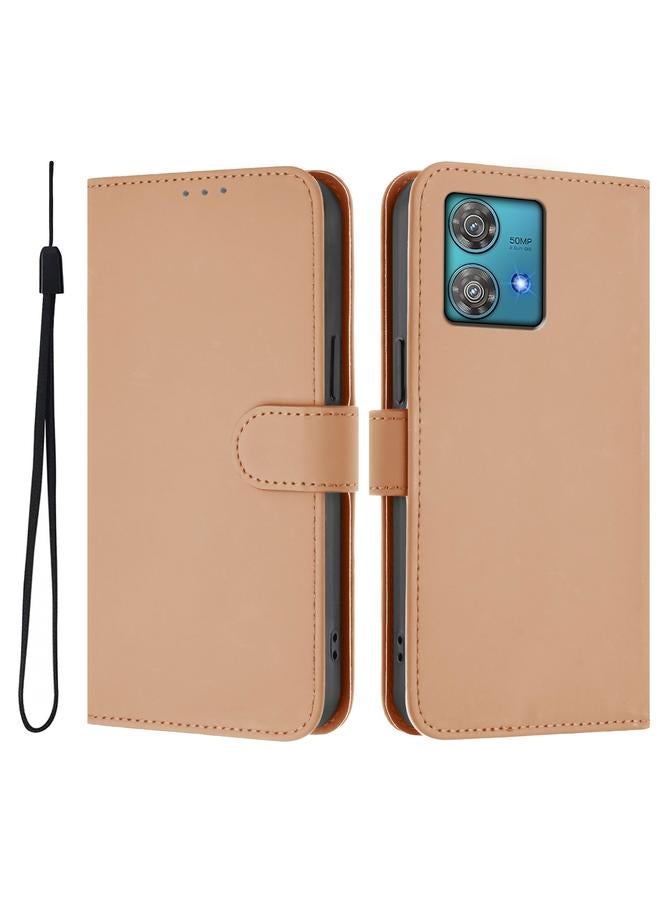 اس-توب جراب لهاتف Motorola Edge 40 Neo 5G مصنوع من الجلد بلون سادة مع حبل تعليق - Image 2