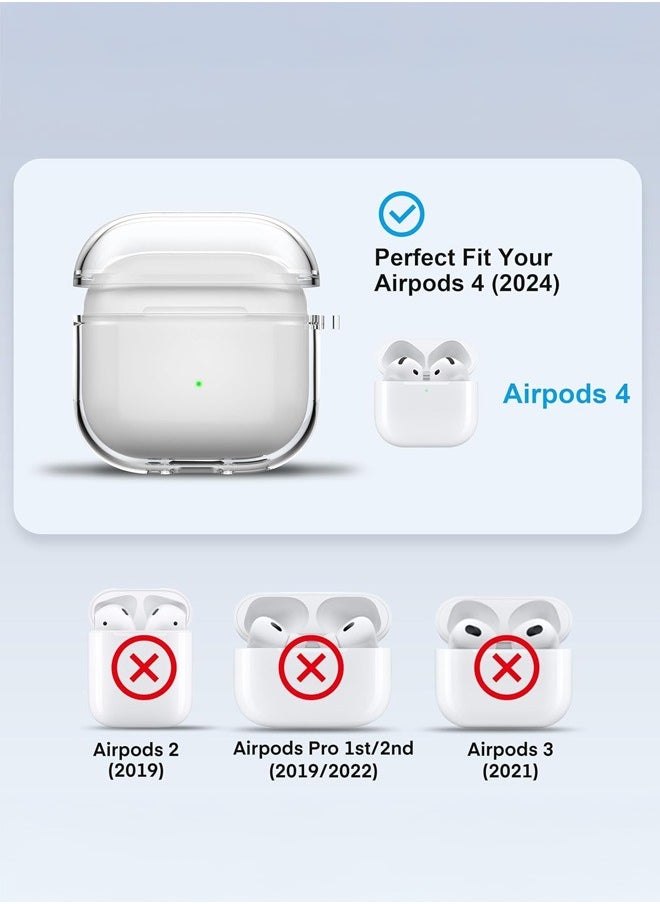 Tersely - Crystal Clear Case Compatible with AirPods 4 Case Cover(2024) - Premium Silicone TPU with Keychain Hook, Supports Wireless Charging, Shockproof Protection - Image 1