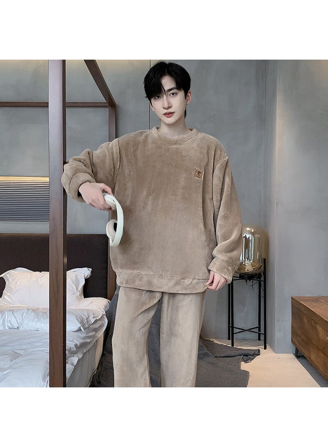 Your Sun Yiershuang Men's Winter Fleece Thickened Coral Fleece Round Neck Pajamas L Size 33007 - Image 3