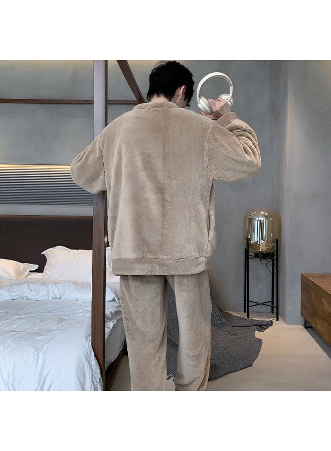 Your Sun Yiershuang Men's Winter Fleece Thickened Coral Fleece Round Neck Pajamas L Size 33007 - Image 4