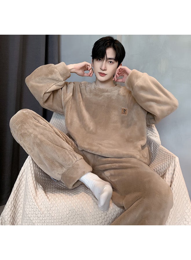 Your Sun Yiershuang Men's Winter Fleece Thickened Coral Fleece Round Neck Pajamas L Size 33007 - Image 2