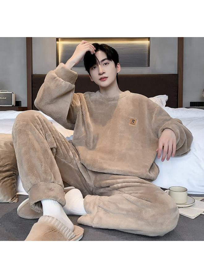 Your Sun Yiershuang Men's Winter Fleece Thickened Coral Fleece Round Neck Pajamas L Size 33007 - Image 1