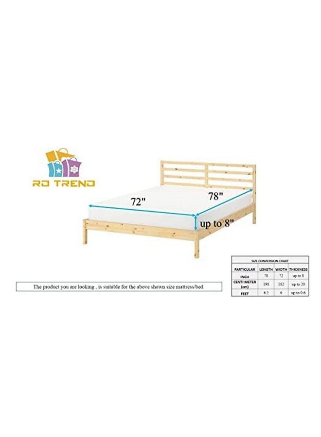 RD TREND Presents Luxurious Glace Cotton Super Soft 210 Tc 360° Elastic Fitted Bedsheet King Size(78X72X8 Inch)With 2 Pillow Covers Colour Firoji,Pattern-Floral,Blue - Image 5