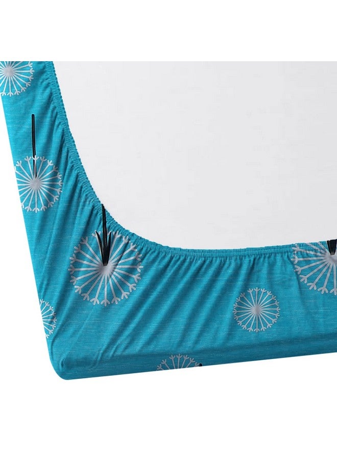 RD TREND Presents Luxurious Glace Cotton Super Soft 210 Tc 360° Elastic Fitted Bedsheet King Size(78X72X8 Inch)With 2 Pillow Covers Colour Firoji,Pattern-Floral,Blue - Image 4