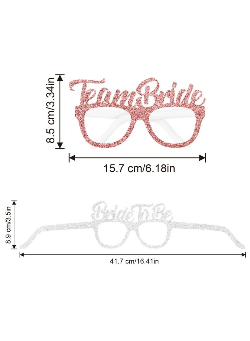 Bride Decorations 12 Pieces Bachelorette Party Glasses Made of Glitter Cardboard Set Includes 11 Pink Glasses for Team Bride and 1 White Glasses for Bride Suitable for Bachelorette Parties and Bride Decorations - Image 3