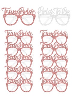 Generic Bride Decorations 12 Pieces Bachelorette Party Glasses Made of Glitter Cardboard Set Includes 11 Pink Glasses for Team Bride and 1 White Glasses for Bride Suitable for Bachelorette Parties and Bride Decorations  - Image 1