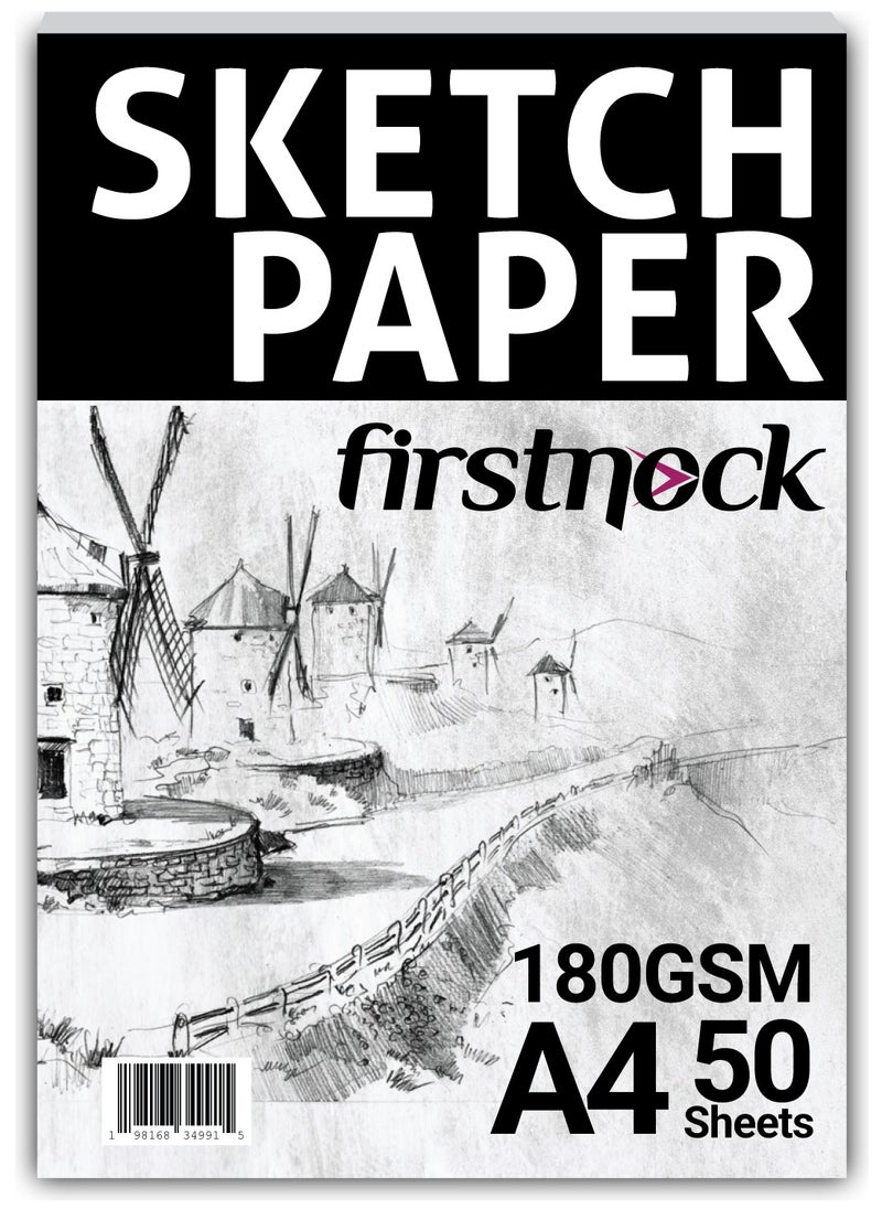 firstnock - Sketch Paper Cards A4 180GSM 50 Sheets, Thick Drawing paper Card, Coloring Paper, Acid Free Paper - Image 1
