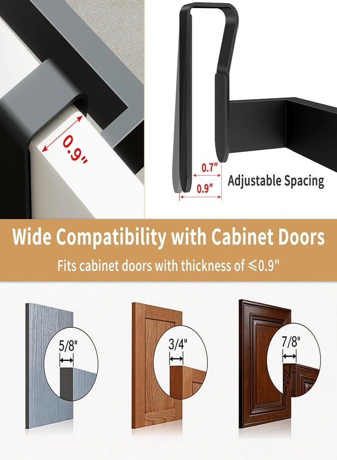 STWWO Over the Door Towel Rack, Kitchen Towel Holder - Deep Back Panel, One-Piece No-Install Design for Cupboard & Cabinet Door Use, 2 Pack - Image 3