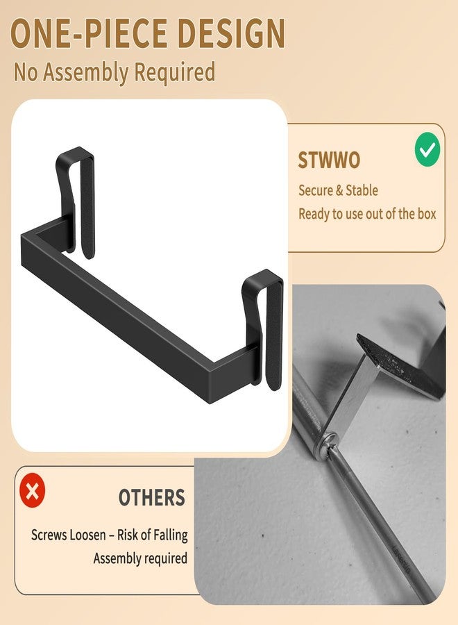 STWWO Over the Door Towel Rack, Kitchen Towel Holder - Deep Back Panel, One-Piece No-Install Design for Cupboard & Cabinet Door Use, 2 Pack - Image 4