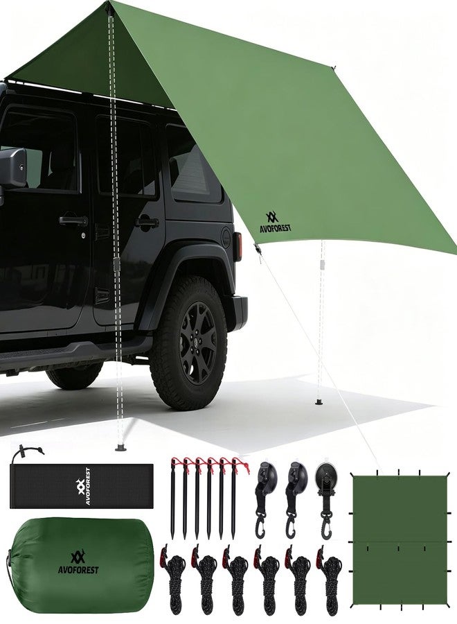 AVOFOREST 10x10 ft Camping Tarp - Waterproof Hammock Rain Fly with 19 Tie-Down Points & Car Suction Cups, 3000mm PU Ultralight Backpacking Shelter, Heavy Duty Tent Tarp for SUV, Hiking & Survival - Image 1