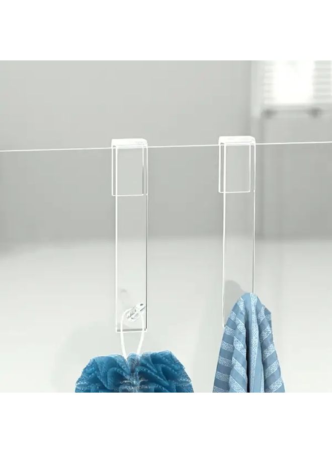 Clear Acrylic Over Glass Door Shower Hook 1pc Punch Free Bathroom Towel Hanger - Image 5