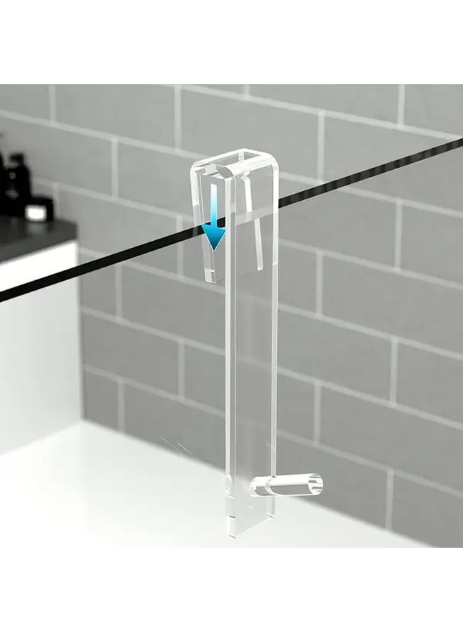 Clear Acrylic Over Glass Door Shower Hook 1pc Punch Free Bathroom Towel Hanger - Image 4