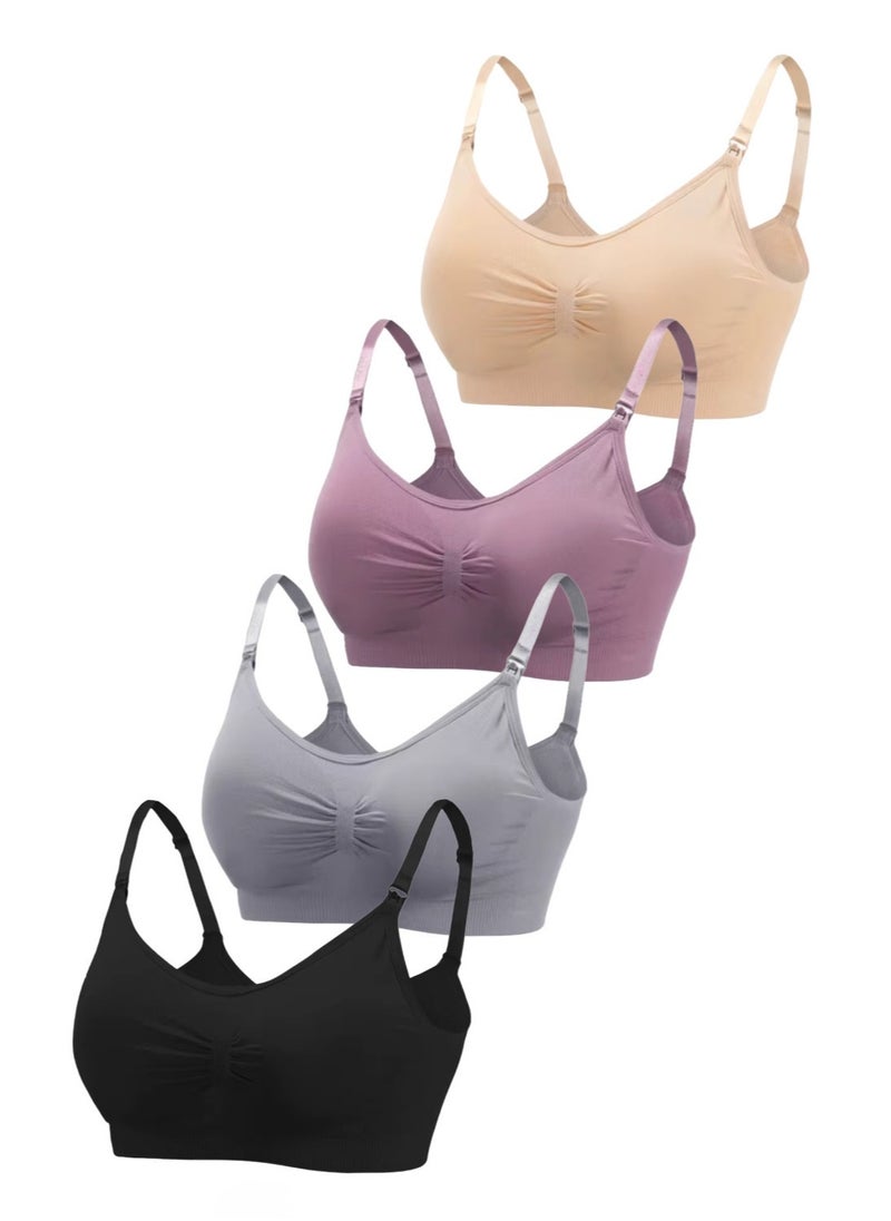 Generic 4 Pieces Comfortable Full Cup Nursing Bra Postpartum Breastfeeding Support  - Image 1