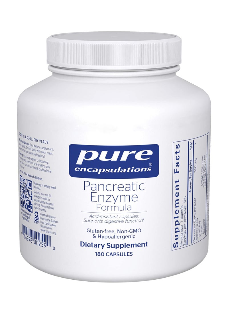 Pure Encapsulations Pancreatic Enzyme Formula Strengthens Gut Health Targeted Delivery Capsules 180 Capsules 180 Servings - Image 1