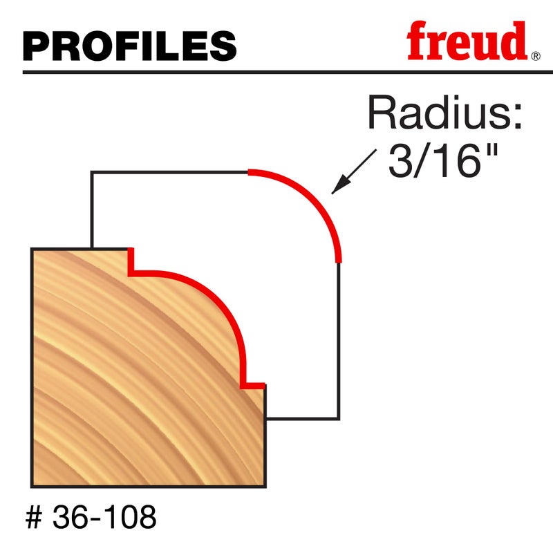 Freud 36-108: 3/16" Radius Beading Bit with 1/4" Shank - Image 2