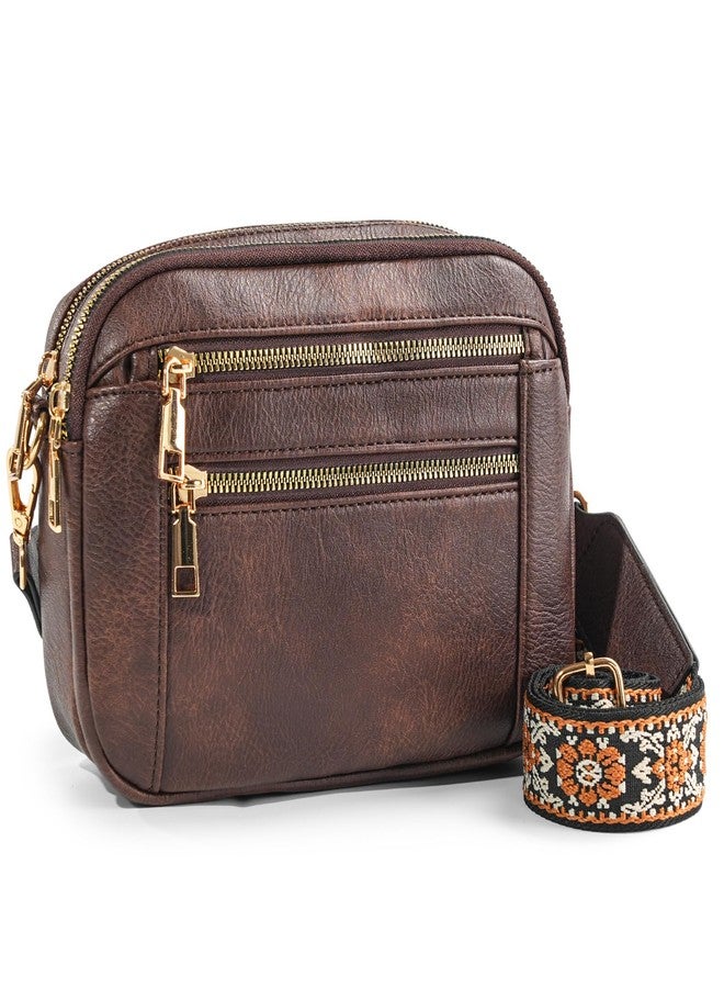 WJCD Women's Crossbody Purse - Vegan Leather Lightweight Shoulder Bag with Adjustable Strap, Stylish Small Handbags (coffee) - Image 1