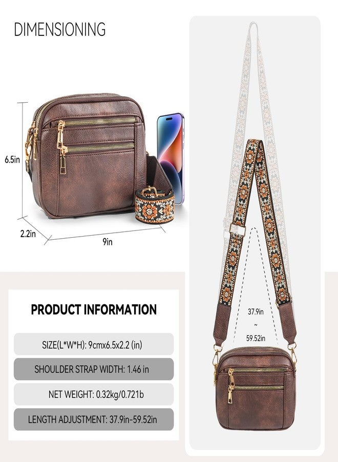 WJCD Women's Crossbody Purse - Vegan Leather Lightweight Shoulder Bag with Adjustable Strap, Stylish Small Handbags (coffee) - Image 3