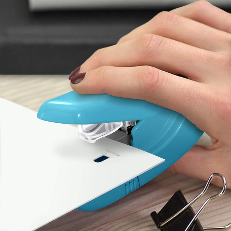 Paper Clinch Compact Staple Free Staple Blue Turquoise - Image 2