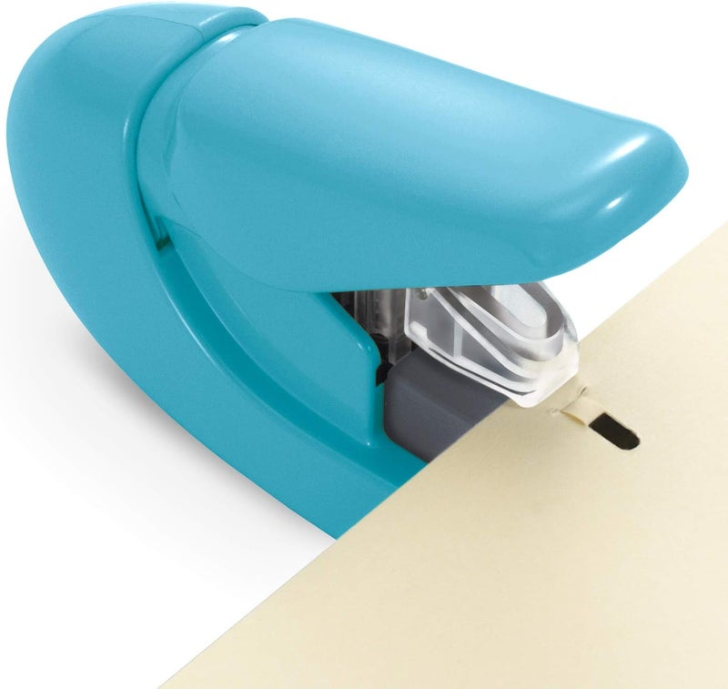 Paper Clinch Compact Staple Free Staple Blue Turquoise - Image 4