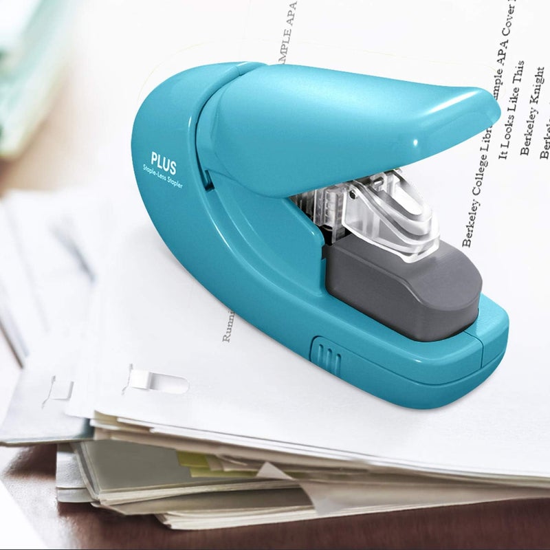 Paper Clinch Compact Staple Free Staple Blue Turquoise - Image 5