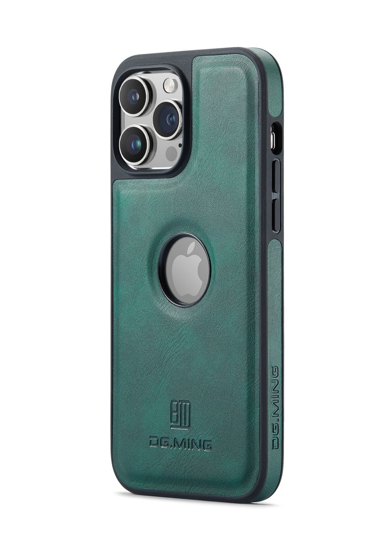 DGMING Case Cover Premium Leather Back with Logo CutOut Shockproof Compatible with Iphone 12 Pro Max (Green) - Image 2