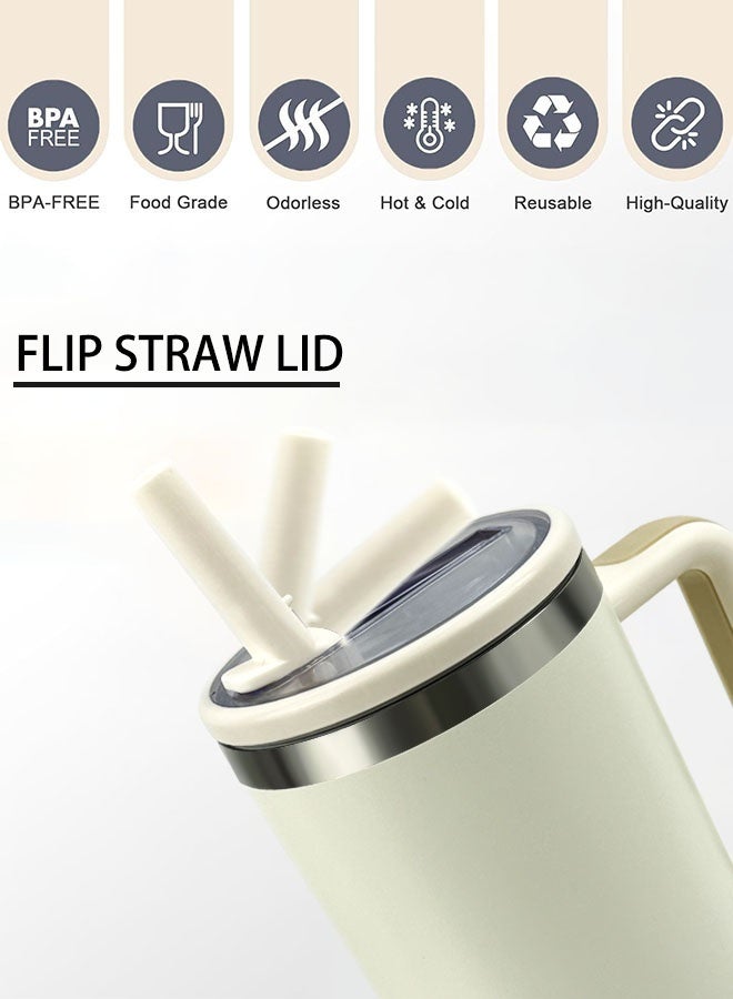 ROEIEIS 1200ml Insulated Water Bottle, 40oz Stainless Steel Vacuum Flask with Handle & Straw Lid for Hot and Cold Beverages, Leak-Proof Travel Mug for Gym, Office, Hiking - Image 3