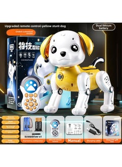 Generic Children's Remote Control Pet Robot Dog Stunt Electric Induction Music Dancing Smart Robot Dog Birthday Gift Toy-Colour: Yellow Smart Dog-dual Lithium Battery  - Image 1