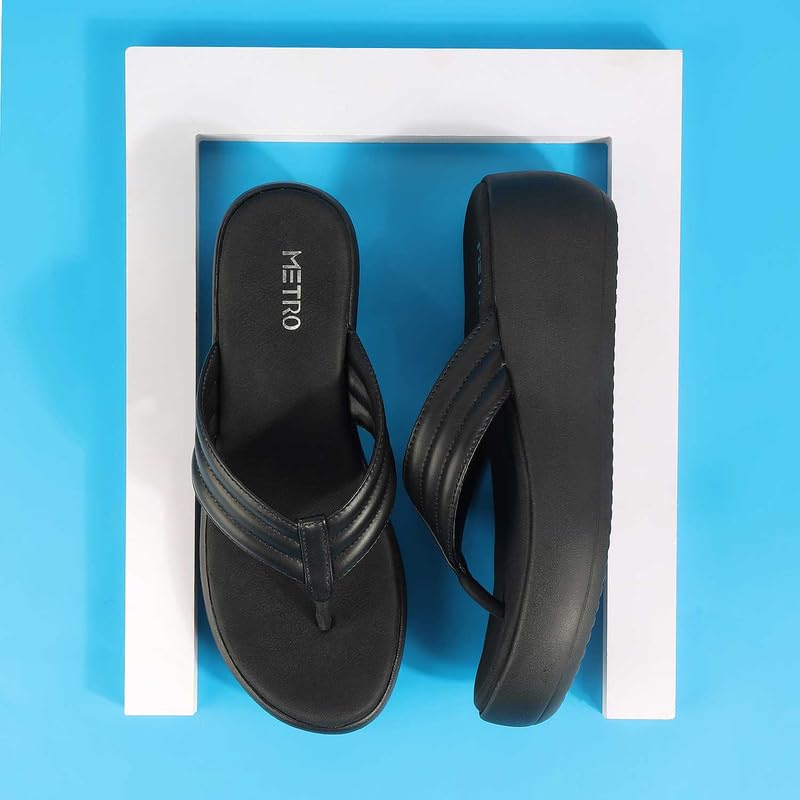 Metro Women Black Wedge Heel Fashion Slip-on Sandal UK/6 EU/39 (34-177) - Image 2