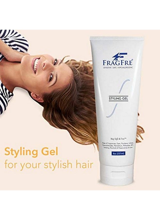 FRAGFRE Styling Gel Fragrance Free 8 Oz Medium Hold Hair Styling Gel For Sensitive Skin Hypoallergenic Parabens Free Gluten Free Vegan Cruelty Free For Men Women And Children  - Image 3