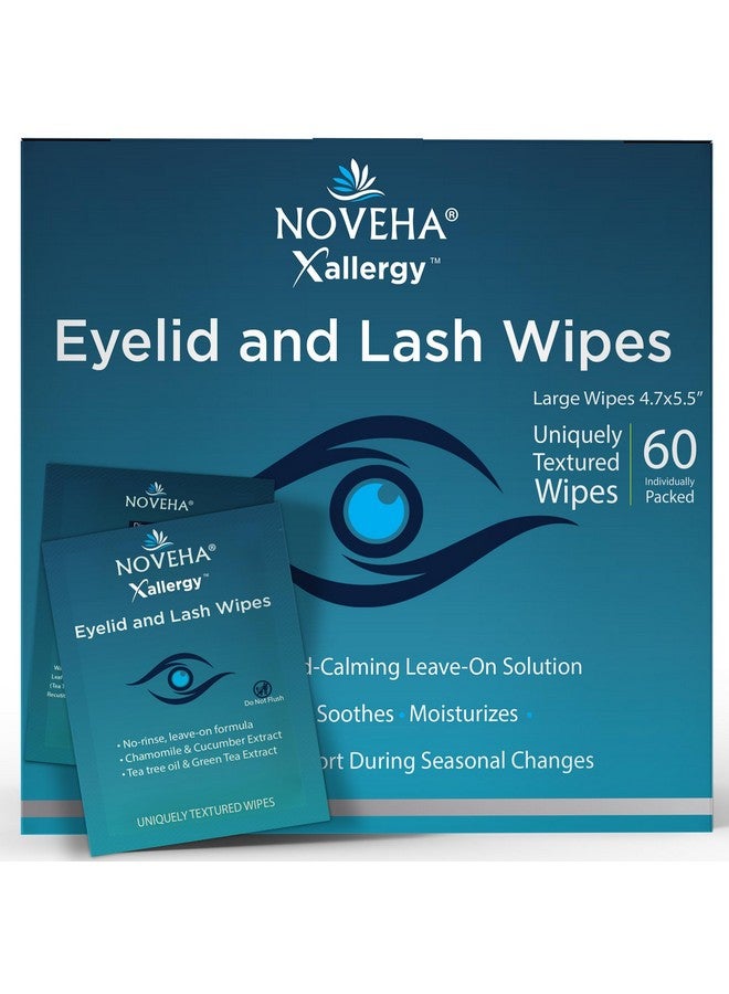 NOVEHA 60Pcs Allergy Relief Eyelid Wipes | Pre-moistened Hypoallergenic Eye Cleansing Pads, Reduce Itchiness, Redness & Discomfort Caused By Allergy, Clean, Soothe & Remove Debris (1 Pack) - Image 1