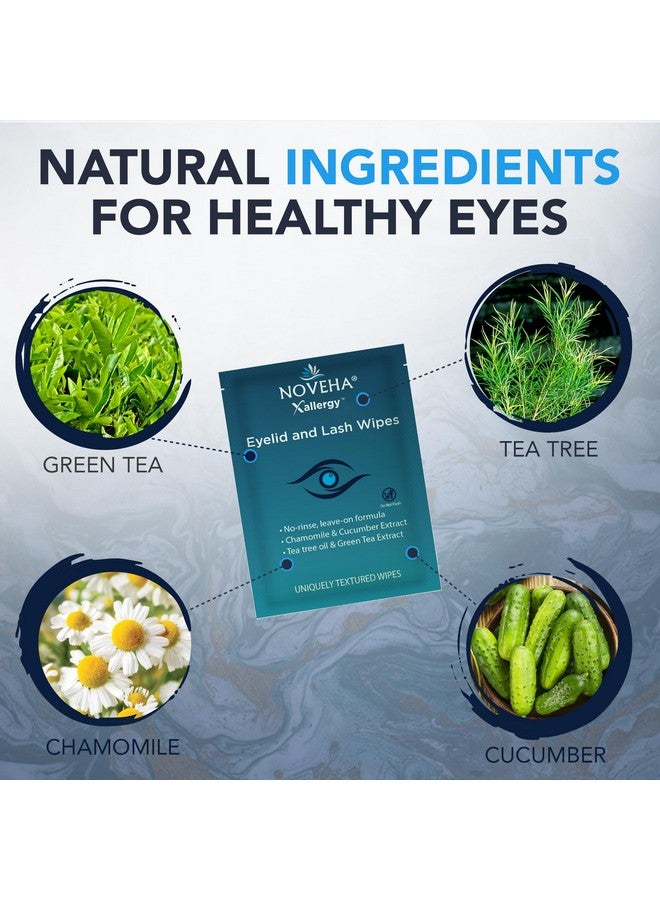 NOVEHA 60Pcs Allergy Relief Eyelid Wipes | Pre-moistened Hypoallergenic Eye Cleansing Pads, Reduce Itchiness, Redness & Discomfort Caused By Allergy, Clean, Soothe & Remove Debris (1 Pack) - Image 3