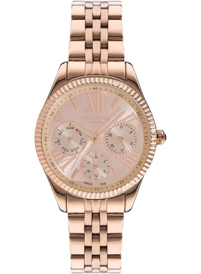 Lee Cooper Women'S Quartz Movement Watch, Multi Function Display And Metal Strap - Lc07333.410, Rose Gold